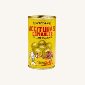 Espinaler Olives stuffed with anchovies, from Barcelona, drained weight 150 gr, can 350 gr